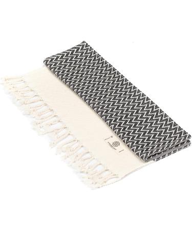 Madamelique Exclusive Hand Towels Set of 2 - 18 x 40 Inches - 100% Pure Cotton - Versatile Peshtemal Towel for Bathroom, Kitchen, and Yoga - Black - Buy Online on GoSupps.com