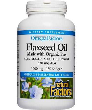 Natural Factors Flaxseed Oil 1000 mg - 180 Softgels | Omega-3 & Healthy Heart Support - Buy Online on GoSupps.com