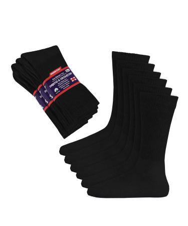 Diamond Star Diabetic Socks Non-Binding Circulatory Cushion Cotton Crew Diabetic Socks for Men Women 10-13 3 Pairs Black