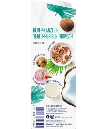 Alpro Long Life Coconut Plant-Based Drink 1L | Vegan Dairy-Free Pack of 8 - International Shipping Available - Buy Online on GoSupps.com