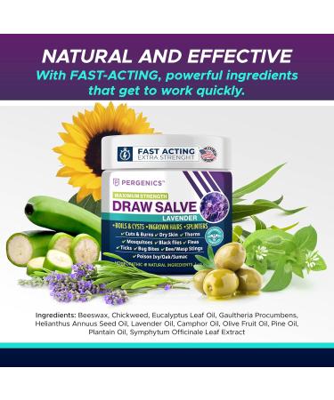 Pergenics Drawing Salve Ointment with Natural Lavender Herbal Extract for ingrown Hair Boil & Cyst Splinter Remover Bug and Spider Bites bee Sting Mosquito bite Itch Poison Ivy 1 oz (1 Pack) 1 Fl Oz (Pack of 1) - Buy Online on GoSupps.com