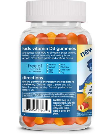 Mommy's Bliss Kids Vitamin D3 Gummies â€“ 1000 IU, Peach Mango & Strawberry, 60 Count - Buy Online on GoSupps.com