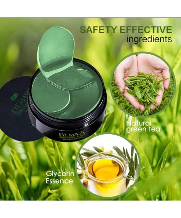 Green Tea Under Eye Mask - Reduce Wrinkles & Fine Lines | 30 Pairs | Natural Firming Eye Patches - Buy Online on GoSupps.com