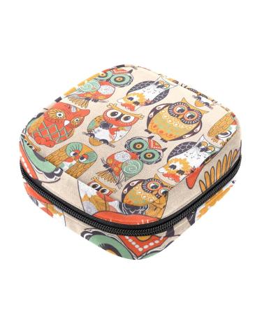Sanitary Napkins Storage Bag Menstrual Cup Bag Girls Travel Large Capacity Makeup Sanitary Pads Organizer Owls
