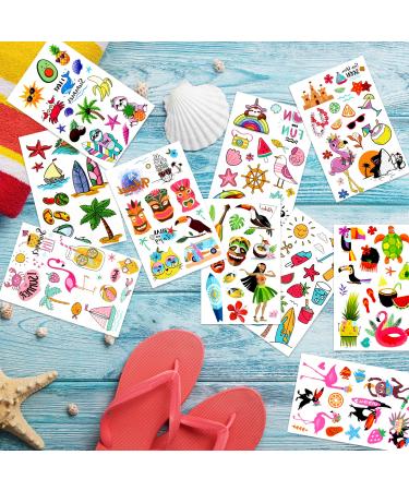 Lomimos Hawaiian Luau Temporary Tattoos - 138pcs for Summer Beach Pool Party (10 Sheets) - Buy Online on GoSupps.com
