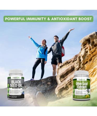 NutriONN Black Seed Oil Softgels & Olive Leaf Extract Capsules Combo - Targeted Immune Support - Buy Online on GoSupps.com