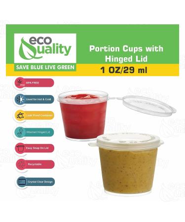 EcoQuality 50 Pack 1 oz Leak Proof Plastic Condiment Souffle Containers with Attached Lids - Perfect for Sauces, Samples, Slime, Jello Shots, Food Storage & More! - Buy Online on GoSupps.com
