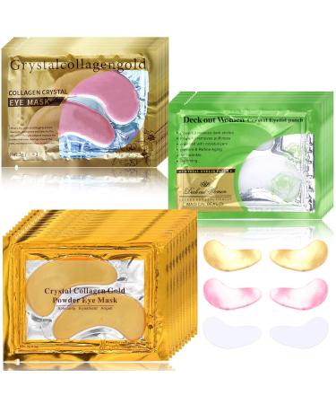 DuoZeng 30 Pairs Under Eye Patches for Puffy Eyes Crystal Eye Masks Collagen Under Eye Mask Patches for Dark Circles Puffiness Moisturizing Under Eye Gel Pads Eye Bags Treatment for Women Yellow+Pink+Green