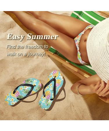 Mnsruu Cute Pineapple Print Flip Flops - XL Comfortable Home Hotel Spa & Travel Sandals for Men & Women - Buy Online on GoSupps.com