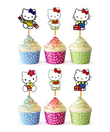 24x Cupcake Topper Picks Hello Kitty Themed Cupcake Toppers For Kids Party