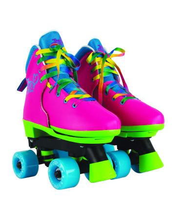 Circle Society Classic Adjustable JoJo Siwa Children's Roller Skates, 12-3 US Girls, Rainbow Jojo Party In Pink 12-3