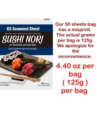 Twice Roasted Seaweed Sheets 7.50 in x 8.25 in (50 Sheets) - Premium Quality Nori for Sushi Rolls and Snacks - Buy Online on GoSupps.com