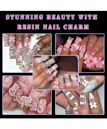 BELICEY White Bow Nail Art Charms - 1000PCS Resin Kawaii Nail Jewels in Multi Shapes for DIY Nail Designs - Includes Tweezer & Pickup Pencil - Buy Online on GoSupps.com