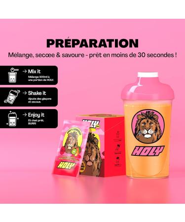 HOLY Energy Gaming Booster Bo te d'essai de 10 Lion's Lemonade avec go t de mangue & kiwi | 10 portions avec NewCaff & extrait de th vert | Focus Drink | Vegan avec ar mes de fruits 100% naturels - Buy Online on GoSupps.com