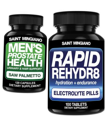 Saint Mingiano Rapid Rehydr8 Electrolyte Tablets 100 Capsules - with - Men's Prostate Health Supplement - 120 Capsules