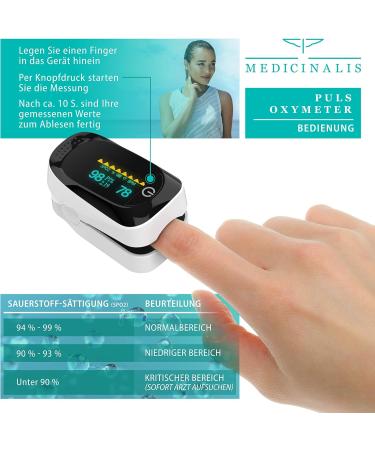 Medicinalis Finger Pulse Oximeter - Accurate SpO2 & Pulse Measurement | OLED Display Battery Alarm One Touch Operation - Fast International Shipping - Buy Online on GoSupps.com