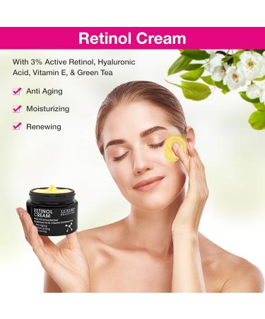 Inc Retinol Cream 3% - Anti-Aging Moisturizer with Hyaluronic Acid Vitamin E and Green Tea for Collagen Repair & Dark Spot Treatment - 50g - Buy Online on GoSupps.com