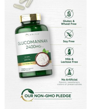 Glucomannan Capsules 200 Count | Soluble Fiber Pills | Non-GMO Gluten Free Supplement by Carlyle - Buy Online on GoSupps.com