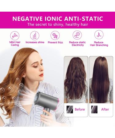 1800W Professional Hair Dryer with Diffuser - Ionic Technology Travel & Salon Use Constant Temperature Care Fuchsia - Buy Online on GoSupps.com