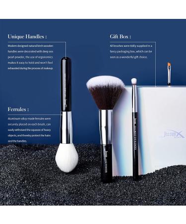 Jessup 25pcs Professional Makeup Brush Set - Beauty Cosmetic Brushes for Foundation, Powder, Blush, Eyeshadow, and Concealer - Natural-Synthetic Hair - Black/Silver - Buy Online on GoSupps.com