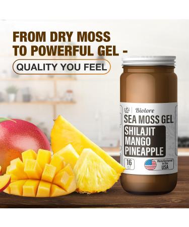 Biolore Wildcrafted Sea Moss Gel with Shilajit - Mango Pineapple 16 oz - Flavored Sea Moss Gel with Essential Vitamins & Trace Minerals - Vegan Superfood - Made in USA Gluten-Free No Added Sugar Mango-Pineapple-Shilajit 1  - Buy Online on GoSupps.com
