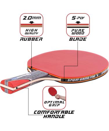 SPORT GAME PRO Ping Pong Paddle with Killer Spin + Case for Free for Beginner and Advanced Players JT Ping Pong Paddle - Red - Buy Online on GoSupps.com