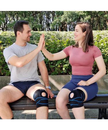 Doufurt Knee Brace for Meniscus Tear ACL MCL Injury Recovery - Adjustable Support for Men and Women - Large Size - Blue & Black - Buy Online on GoSupps.com