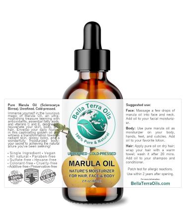 Bella Terra Marula Facial Oil 2 oz - Vitamin E & Omega Fatty Acids for Radiant Skin - Cold-Pressed Luxurious Skincare - Buy Online on GoSupps.com