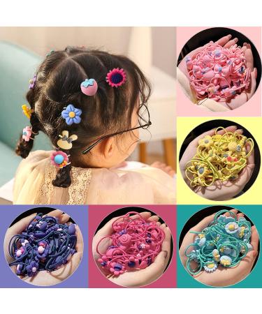 Shop Mufekum 130 Colorful Hair Ties for Girls - Candy Colored Elastic Hair Straps & Accessories for Kids - Buy Online on GoSupps.com