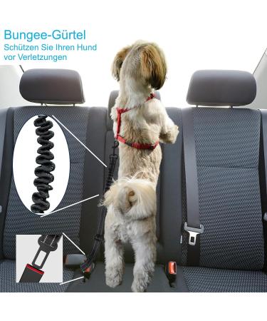 Easeria Premium Dog Car Safety Belt - Adjustable Elastic Dog Seatbelt for Small & Medium Dogs (50-70-87cm) - 2 Pieces in Black - Buy Online on GoSupps.com