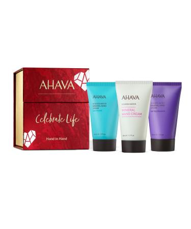 AHAVA Hand In Hand Mineral Hand Cream Trio  Includes Mineral Hand Cream  Mineral Hand Cream Sea Kissed  and Mineral Hand Cream Spring Blossom  40ml