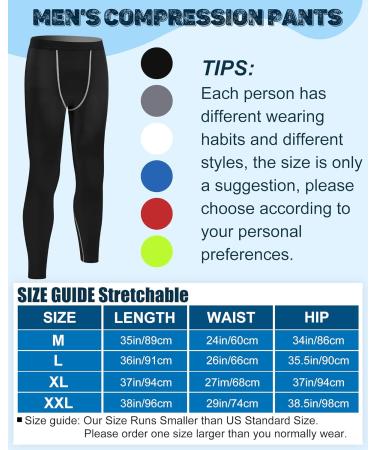 Hicarer 6 Pack Men's Compression Workout Pants - Athletic Leggings for Running and Sports - Multicolor, Large - Buy Online on GoSupps.com