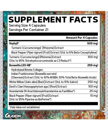 Glaxon Grit Muscle Recovery Supplement - Natural Relief for Muscle Soreness and Joint Support - Turmeric and Black Pepper - 84 Capsules - Buy Online on GoSupps.com