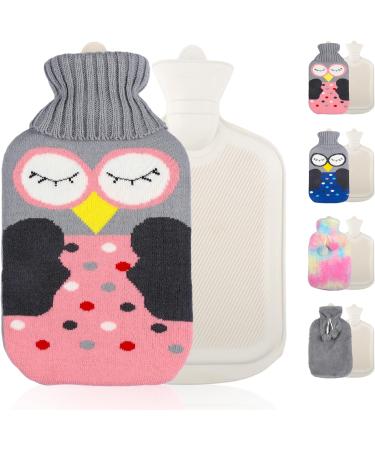 2L Hot Water Bottle with Pink Owl Cover - Large Capacity for Pain Relief - Hot/Cold Compress for Hand, Feet, Neck, Shoulder - Gift for Women, Parents, Children - Buy Online on GoSupps.com
