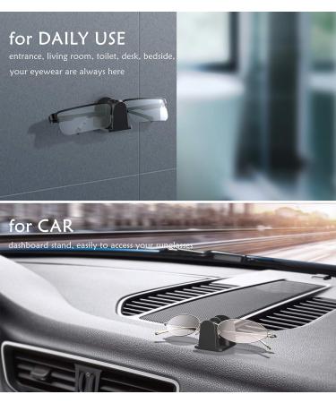 Sciuu Glasses Sunglasses Holder - 2 Pieces Wall Bracket Desk Stand Car Holder for Eyewear Storage Organizer - 3M Adhesive - White - Buy Online on GoSupps.com