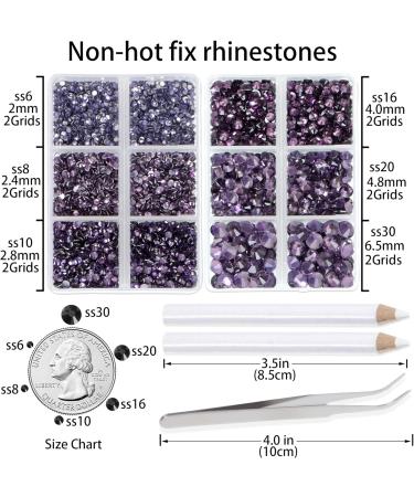 LPBeads 6000 Pieces Tanzanite Non Hotfix Rhinestones 6 Sizes Round Crystal Glass Flat Back Rhinestones with Tweezers and Picking Pen for Nail Art Crafts Clothes Bags DIY - Buy Online on GoSupps.com