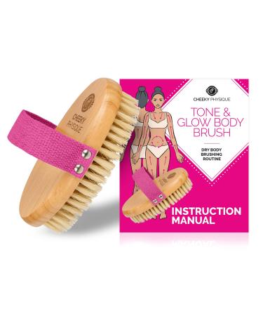 Tone & Glow Body Brush - Dry Brush for Cellulite and Lymphatic Drainage with Natural Bristles for Exfoliation and Skin Tightening