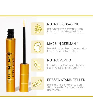 Nutralash Eyelash Serum - Advanced Formula for Long Lush Eyelashes in 4-6 Weeks | Made in Germany | 3ml Growth Serum - Buy Online on GoSupps.com