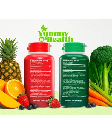 Yummy & Health Fruits & Veggies Capsules 33+ Whole Superfoods from Fruits & Vegetables | 90 Fruit + 90 Veggie Capsules | Vegan Non-GMO Gluten-Free | Plant-Based Nutrients & Fiber - Buy Online on GoSupps.com