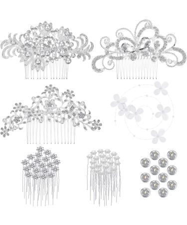 Boao 56 Pieces Wedding Bridal Hair Accessories Including Crystal Faux Pearl Comb Rhinestone Hair Pins Clips U-shaped Faux Flower Spiral Hair Clips for Bride Bridesmaid (White) - Buy Online on GoSupps.com