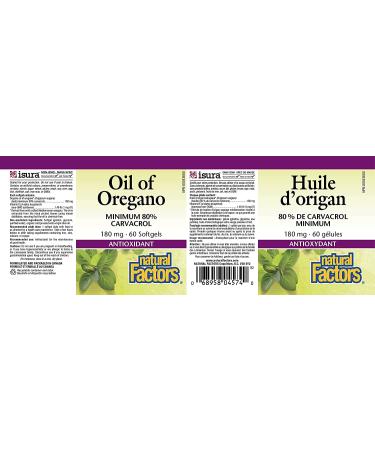 Natural Factors Oil of Oregano 180mg with Extra Virgin Olive Oil - 60 Count - Buy Online on GoSupps.com