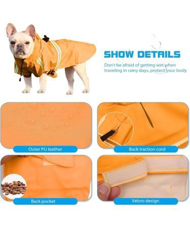Petcute Waterproof Dog Raincoat - Windproof & Reflective for Small to Large Dogs - Adjustable Hood & Collar Hole - 4XL Orange - Buy Online on GoSupps.com