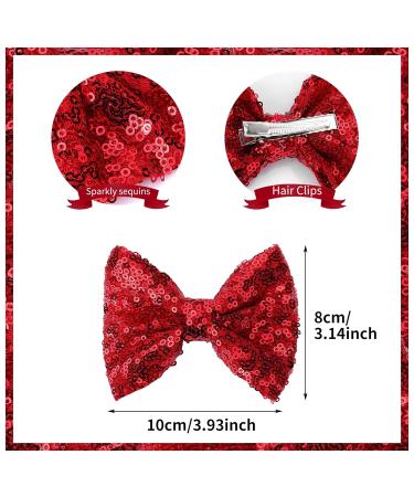 Sibba 4 Pack Glitter Hair Bows Clips - Large 4 Inch Red Sequins Barrettes for Women, Girls, Toddlers - Sparkly Lace Nylon Mesh Alligator Ponytail Holder - Valentines Day, Easter, School Accessories - Buy Online on GoSupps.com