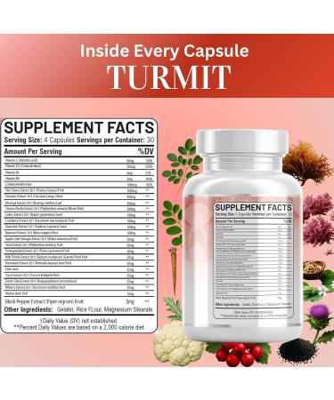 Kun Shafi Tart Cherry Extract Capsules 20,000mg with Turmeric 8000mg Moringa 4000mg Cranberry 2000mg Chanca Piedra Celery Quercetin ACV Pomegranate L Selenomethionine - Uric Levels - 120 Ct - Buy Online on GoSupps.com