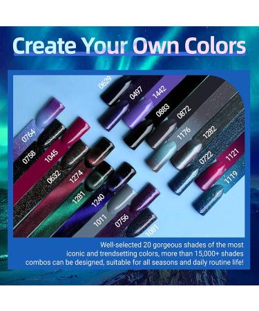 Modelones 25Pcs Cat Eye Gel Nail Polish Kit - Glitter Color Changing Set with Bond Primer, Top Coat, Base Coat, Magnet Stick - DIY Salon Nail Art Gift - Aurora Night - Buy Online on GoSupps.com