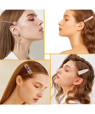 Rhinestone Pearl Hair Clips 28 Pack - Girls' Acrylic Resin Barrettes, Glitter Snap Hair Accessories - Buy Online on GoSupps.com