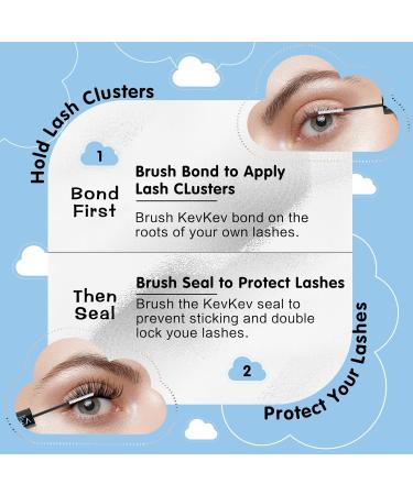 KevKev Lash Bond and Seal - Waterproof Cluster Eyelash Glue with Brush & Remover | 72 Hour Strong Hold (10ml - Buy Online on GoSupps.com
