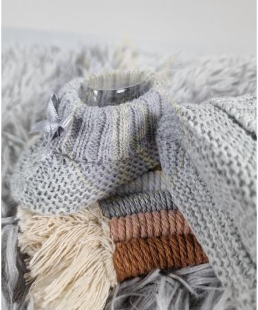 Royal Icon Soft Knitted Newborn Baby Booties with Bow - RI354 Grey | 0-3 Months - Buy Online on GoSupps.com