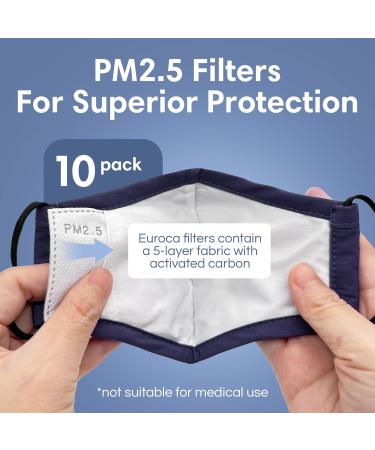 Euroca - PM2.5 Activated Charcoal Mask Filters Face Mask Filter Inserts Replacement Activated Carbon Filter For Dust Pollen & Airborne Particles Adult Size (4.75 x 3.15 in) 30-Pack Adult 30 Pcs - Buy Online on GoSupps.com
