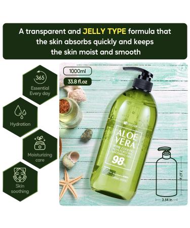 98% Aloe Vera Gel - Soothing & Moisturizing - 33.81 Fl oz - Perfect for Sunburn Relief & Face Care - Korean Aloe Vera Gel - Buy Online on GoSupps.com